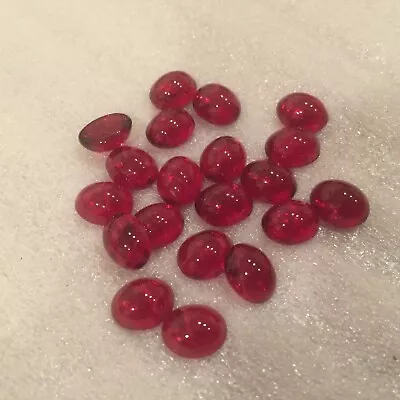 AM984 Vintage Glass Cabochons 10x8mm Oval Ruby  Flawed  Unfoiled (16) • $6.99