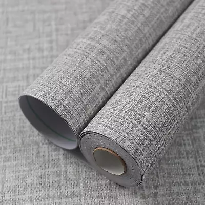  15.7In X 78.7In Grasscloth Peel And Stick Wallpaper Textured Contact Paper Gray • $11.29