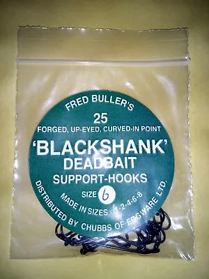 £7.68 • Buy Single Hook Deadbait Support Hooks Fred Buller's 50 X  Size 6