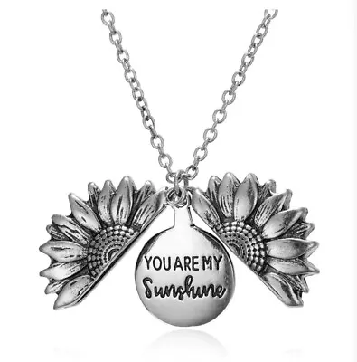 You Are My Sunshine Necklace Pendant  Silver Tone Sunflower Aus Seller • $7.50