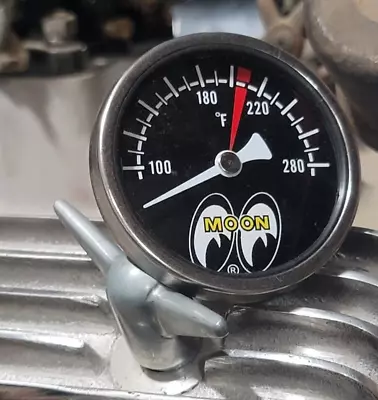 MOONeyes LARGE Direct Fit TEMPERATURE GAUGE Dry DRAG RACING Hot Rod MOON Gasser • $75.99