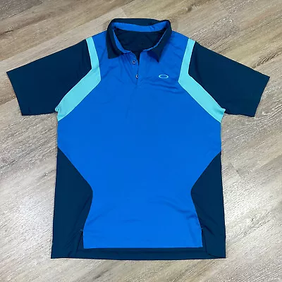 Oakley Polo Shirt Blue Regular Fit Golf Outdoor Men’s Size Large Athletic Mesh • $14.99