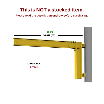 Gorbel Cantilever Jib Crane - 2 Ton Capacity Span 16 Ft Wall Mounted • $5045