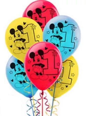 Mickey Mouse 1st Birthday Party Balloons 15 Pieces 12 Inch Helium Quality • $7.99