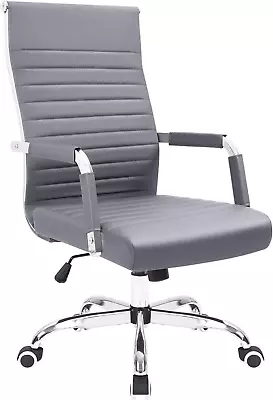 Ribbed Office Desk Mid Back Computer Chair Height Adjustable Conference Executiv • $99.99