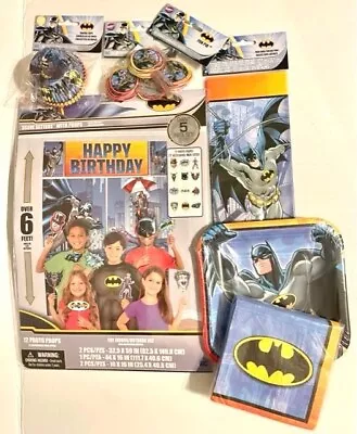 Batman Birthday Party Lot Supplies Scene Setter Plates Napkins Cupcake Pix Bags • $24.95