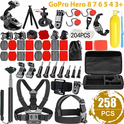 GoPro Hero 258pcs Accessories Pack Case Chest Head Floating Monopod 7 6 5 4 3 AU • $32.99