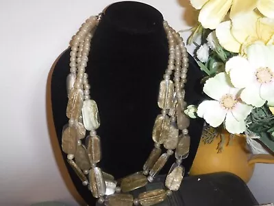 Vintage DOMINIQUE DENAIVE 3 Strand Resin French Haute Couture Necklace Rare • $206.50