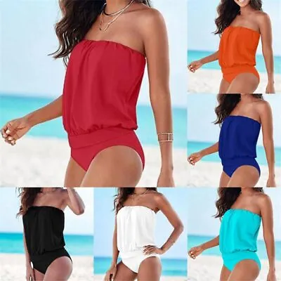 Bikini Women Beach One Bandage Swimsuit Plus Size  Piece Set Strapless Swimwear • $17.11