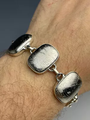 46.1g METEORITE MUONIONALUSTA  Bracelet - Caboshons Sterling Silver.925 #MET26 • $374