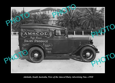 OLD LARGE HISTORIC PHOTO ADELAIDE SA THE AMSCOL DAIRY DELIVERY VAN C1910 • $8.50