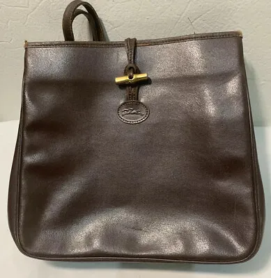 Longchamp Roseau Black Leather Tote Shoulder Handbag Purse • $38.50