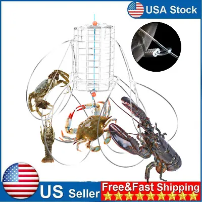 Metal Crab Lobster Trap Snare Cage Pot Pier Boat Rod Beach Sea Fishing Bait • $9.32