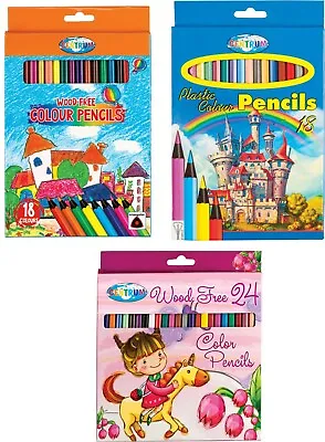 Set Of 18 Or Set Of 24 Kids Wood Free Colouring Pencils • £4.09