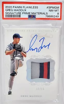 📈 Greg Maddux Patch Auto /15📈 Psa 8 2020 Flawless Prime Signature Materials 10 • $338.88