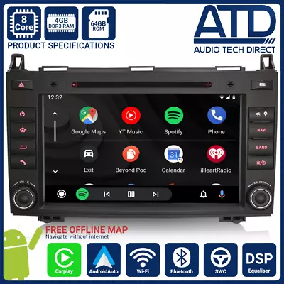 CarPlay Radio For Mercedes A Class W169 Vito Android Auto GPS Sat Nav Head Unit • £339.99