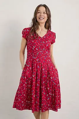 Seasalt Women's Dress - Red Villa Garden Tea Dress - Regular - Ditsy Poppy Crims • £30.38