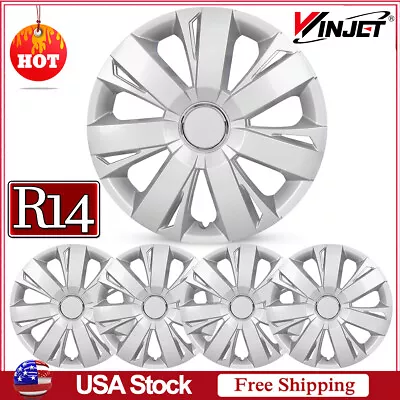 14  Set Of 4 Silver Wheel Covers Snap On Full Hub Caps Fit R14 Tire & Steel Rim • $39.99