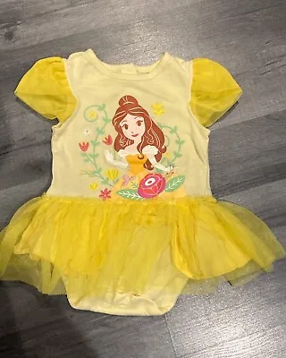 Disney Belle Yellow Fancy Dress Bodysuit Baby Girl 12-18 Months • £4