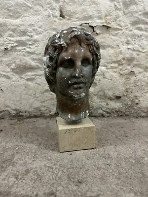 £75 • Buy Vintage Neoclassical Greek Plaster Bust Alexander Great Statue Classical