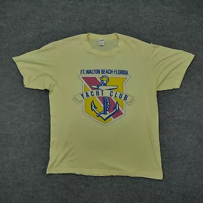 Vintage Yacht Club T Shirt Mens XL Yellow Ft Walton Florida Tourist Adult 80s • $15.99