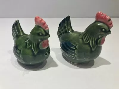 Vintage Collectable Green Rooster/Chicken Salt And Pepper Shakers Made In Japan • $9