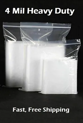 Clear Zip Seal Plastic Bags Heavy Duty 4Mil Reclosable Top Lock Zipper Baggies • $7.99