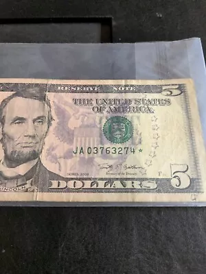 SERIES 2009 $5 DOLLAR BILL FEDERAL RESERVE STAR NOTE ☆ Rare!!  • $25