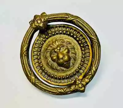 Vintage Brass Lion Door Knocker Hollywood Regency Gold Lion Head Doorknocker • $99