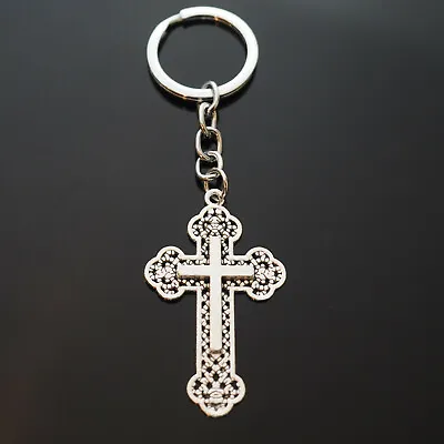 $5.99 • Buy Cross Design Christian Christianity Keychain Pendant Gift Key Chain Ring Gift