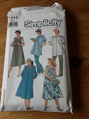 Vintage 1986 Simplicity 7645 Sewing Pattern Maternity Dress Top Trousers Size 14 • £4