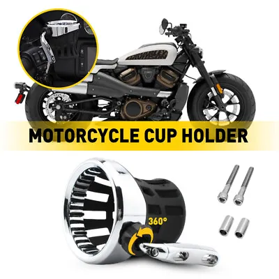 Motorcycle Handlebar Cup Holder Drink Holder With Mesh Basket Mount Universal • $25.64