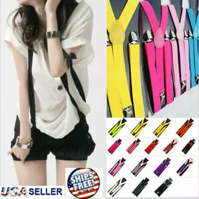 $5.89 • Buy Suspenders Braces Men Women Y-Shape Back Clip-on Elastic Adjustable Trousers NEW