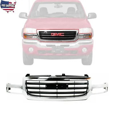 New Front Chrome Grille Shell W/ Black Insert Trim For 2003-2007 GMC Sierra 1500 • $212.50