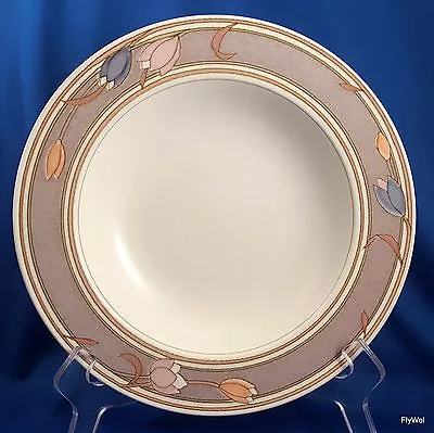 Mikasa Intaglio Meadow Sun Rimmed Soup Bowl CAC02 Taupe Pastel Tulips 9-1/4  • $8.10