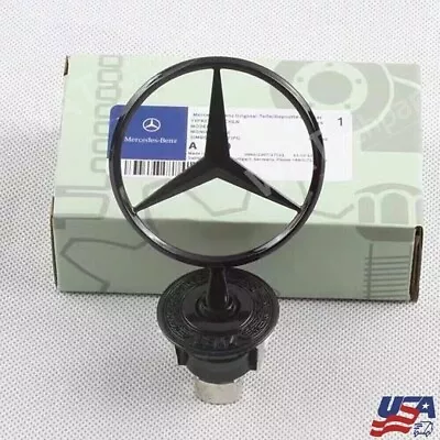 Front Hood Ornament Mounted Star Badge Glossy Black For Mercedes-Benz W204 W211 • $19