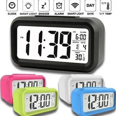 $22.54 • Buy Digital Bedside LED Snooze Alarm Clock Time Temperature Day/Night Desktop Clocks