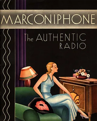 Lady Marconiphone Authentic Radio Art Deco 16X20 Vintage Poster Repro FREE S/H • $22.15