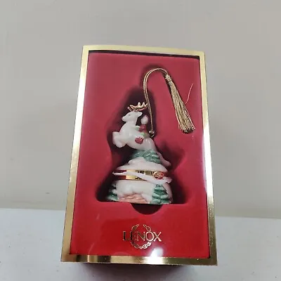 LENOX Treasure Box  Riding A  Reindeer  Ivory Fine China Hinged Box Ornament • $20