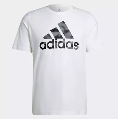 Adidas Mens Camo Logo T-Shirt / White Black / RRP £22 • £10