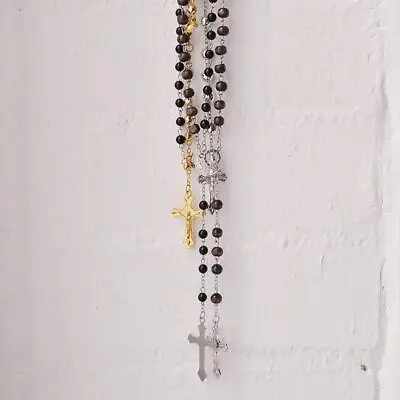 Rosary Beads Necklace Jesus Crucifix Saints Necklace Christian Communion • £6.99