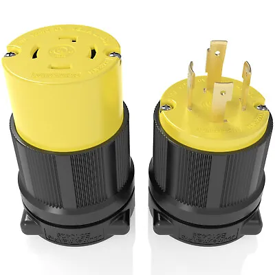 30A Generator Plug + Connector Set Black/Yellow L14-30P 2711 + L14-30R 2713 • $29.97