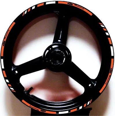 ORANGE WHITE GP STYLE CUSTOM RIM STRIPES WHEEL DECALS TAPE STICKERS KTM Racing • $17.99