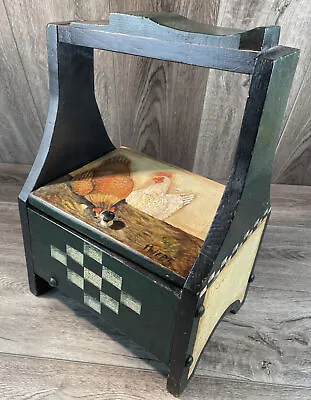 Vintage Potatoes Taters N Onions Wooden Storage Bin Farmhouse Chickens • $99.95