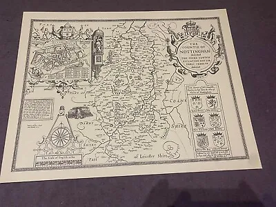 NOTTINGHAMSHIRE County Map In1610 by John Speed - Uncoloured • £6.99