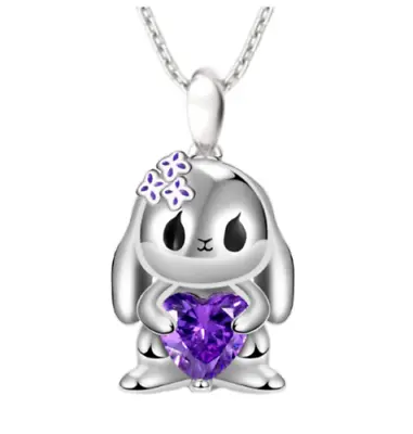 £6.98 • Buy Silver Plated Crystal Kawaii Cute Animal Quirky Necklace & Chain & Free Gift Bag