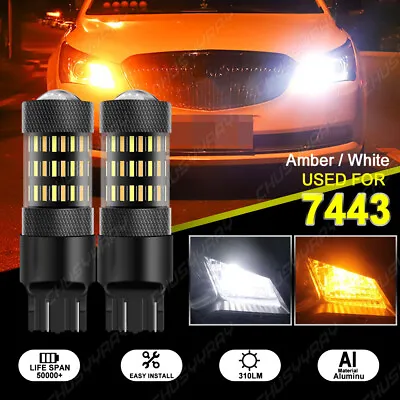 Error Free LED Front Turn Signal Parking DRL Light Bulbs Dual Color 7443 7444 2x • $14.99