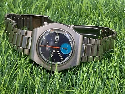 Vintage Seiko 6139-8020 Watch Chronograph Automatic W/box C1973 Very Rare Blue • $880