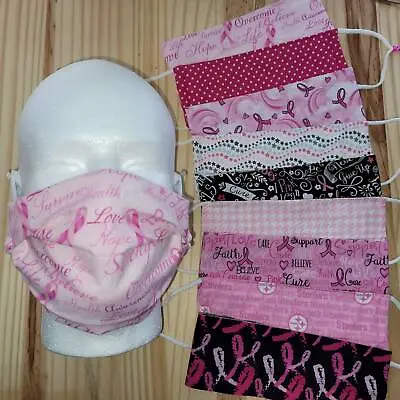 Pink Ribbon Cancer Awareness Face Mask|Cotton|Adjustable|Machine Washable-Dryabl • $6.99
