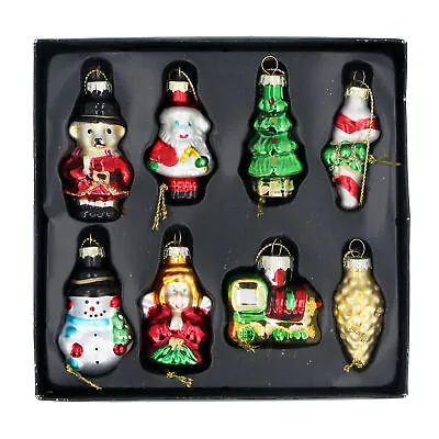 £9.99 • Buy Gisela Graham Vintage Style Glass Mini Hanging Christmas Tree Decorations Boxed